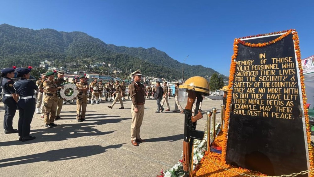 Renchamo P. Kikon takes the salute during Police Commemoration Day in Kohima on October 21. (Morung Photo)